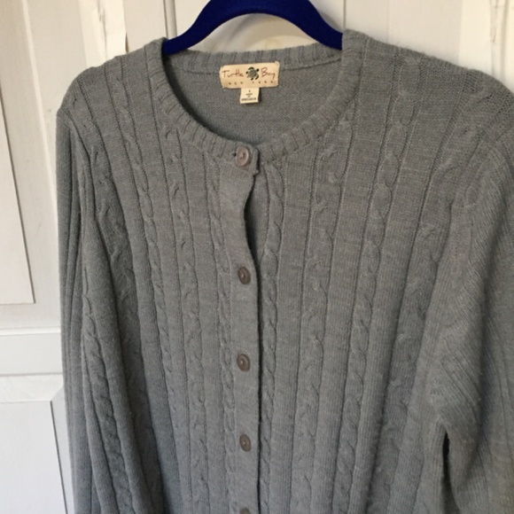 Turtle Bay Gray Cable Knit Cardigan Sweater - Picture 9 of 15